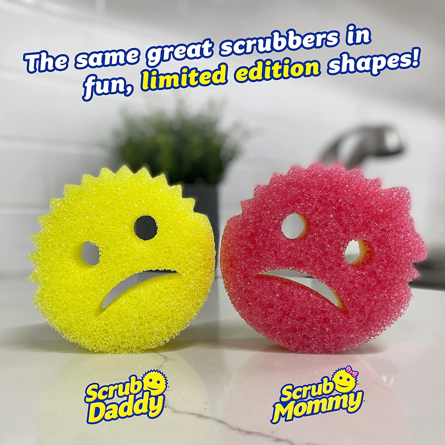 Scrub Daddy Sponge Set - Scrub Mommy Power Flower Dual- Sided Sponge and  Scrubber - Non Scratch Sponge