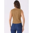 thumbnail image 3 of DARING DIVA Women's Vintage Suit Waistcoat V Neck Faux Suede Jacket Vest L Light Brown, 3 of 6