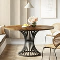 thumbnail image 3 of Tribesigns 47.24 Inches Round Dining Table with Metal Base, Black, 3 of 7