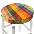 thumbnail image 3 of Fotbe Abstract Watercolors Tartan Stool Covers Round,Waterproof Round Bar Stool Covers Bar Chair Covers Washable Stool Cushion Slipcover for 12-14 Inch Chair-14 inch, 3 of 7
