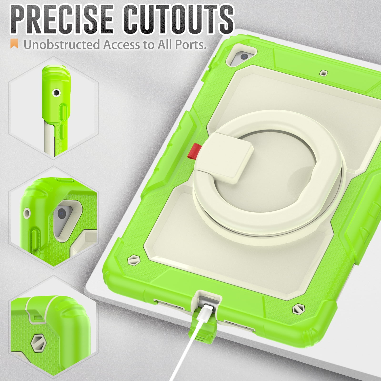 Allytechgroup Screen Protector Case for Apple iPad 6th 5th Generation 9.7" 2018/2017, Heavy Duty Protective Build-in Pencil Holder Handle Stand Rugged Bumper Case Kids Friendly,Lime