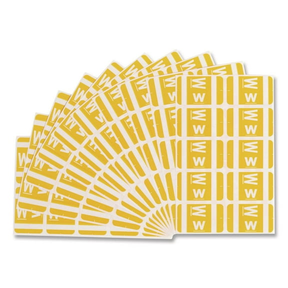 Smead 67193 Alpha-Z Color-Coded Second Letter Labels, Letter W, Yellow, 100/Pack