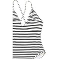 thumbnail image 4 of Traje de baño de una pieza para mujer, con rayas, escote redondo y espalda cruzada, para playa, 4 of 6