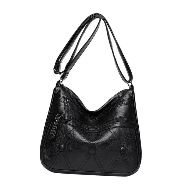 Bolso de hombro para mujer, gran capacidad, mediano, sencillo, informal, ligero. Negro