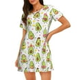 thumbnail image 4 of Salouo Avocado Playing Music Print Short Sleeve Sleepshirt for Womens Comfy Nightgown Scoopneck Cute Nightdress Ruffle -Small, 4 of 7