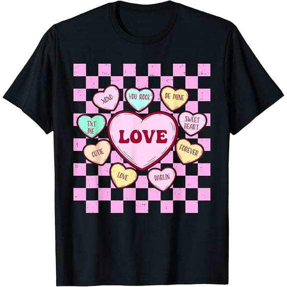 Cute Heart Love Valentines Day for Men Women Teachers Kids T-Shirt
