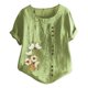 thumbnail image 1 of Gibobby Camisetas Mujer Baratas Manga Corta Nueva camiseta algodón informal con estampado Retro literario y artístico elegante para mujer(Verde,M), 1 of 4