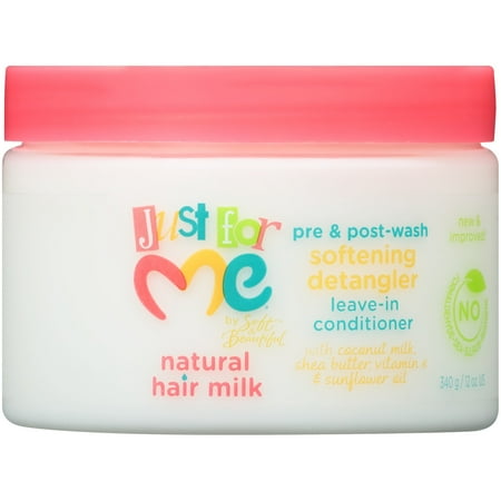 Just For Me Natural Hair Milk Pre & Post-Wash Softening Detangler Leave-In Conditioner, 12 oz Jar
