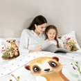 thumbnail image 5 of Homewish Kawaii Meerkat Family Queen Comforter Set, Watercolor Rustic Flower Bedding Sets, Cartoon Wildlife Animal Reversible Bedding Comforter Set, Luxury Bedroom Decor, 3 Pieces, 5 of 8
