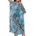 thumbnail image 4 of HELLHERO High Quality Fabrics Long Kimono Swimsuit Cover Up for Summer Casual Free Size Bathing Suit Cover Up Blue Tree Pattern, 4 of 6