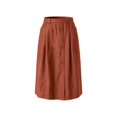 thumbnail image 6 of Women's Cotton Linen Midi Skirts Elastic Waist Front Button Solid Color A-Line Skirts Loose Causal Going Out Skirts with Pockets, L, 6 of 6