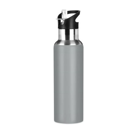 ALAZA Silver Water Bottle Insulated Flask Stainless Steel Straw Lid 20 oz