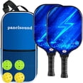thumbnail image 1 of Pickleball Paddles Set Of 2 + 4 Balls + Bag, Fiberglass Lightweight Rackets, Outdoor Game For Women & Men (Blue), 1 of 5