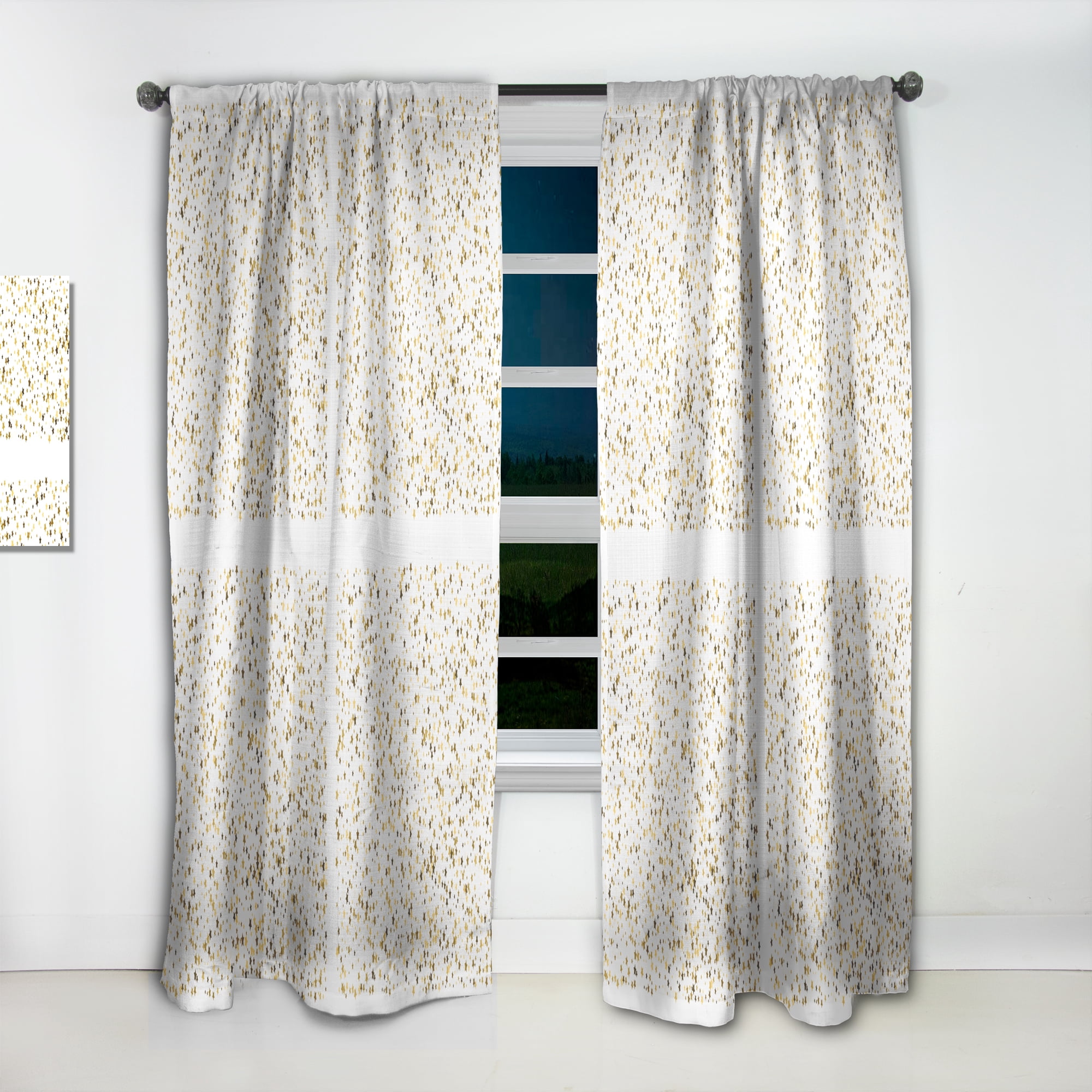 Designart 'Golden Glitter Confetti Retro Pattern' Mid-Century Modern Curtain Panel