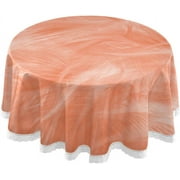SKYSONIC Pink Feather Round Tablecloth,Washable Oil Proof Table Cover for Kitchen Holiday Party Wedding Picnic Decoration