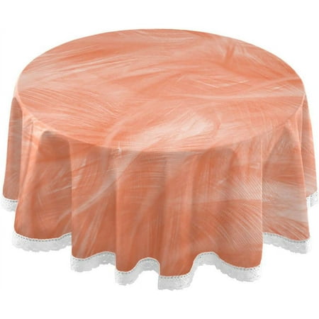 SKYSONIC Pink Feather Round Tablecloth,Washable Oil Proof Table Cover for Kitchen Holiday Party Wedding Picnic Decoration