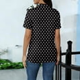 thumbnail image 6 of Nmnitkp Women's Tops, Tees & Blouses Striped & Polka Dot Mock Neck Short Sleeve T-Shirt, Casual Fitted Summer Tops for Daily & Weekend Wear Black,L, 6 of 6