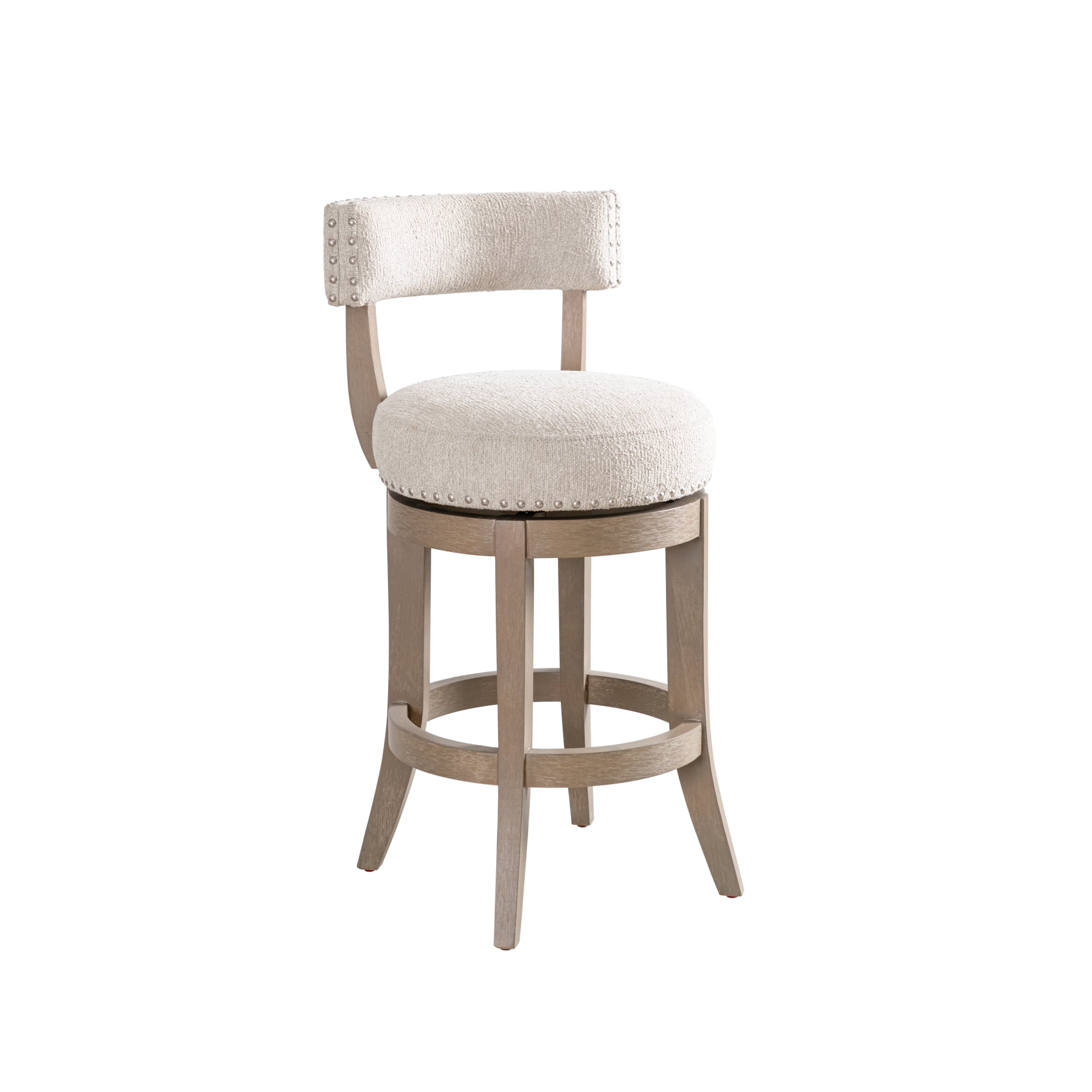 Mystic Solid Wood Upholstered 26" Counter Height Swivel Barstool with Ancient Stone Fabric Seat - Set of 3