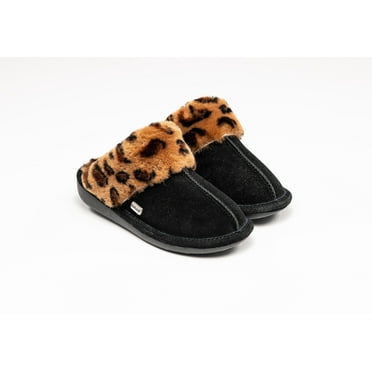 Natural Suede Women Slippers | Leopard/black |9