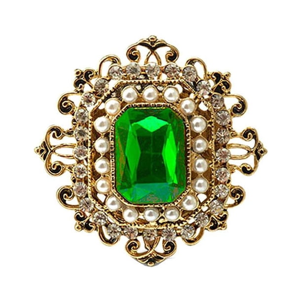Broche de cristal victoriano Perfecl esmeraldas en apariencia de flor color verde