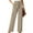 E1-Wheat, variant on Women's Wide Leg Pants with Pockets Navy Blue Medium Casual Work Trousers with Removable Belt