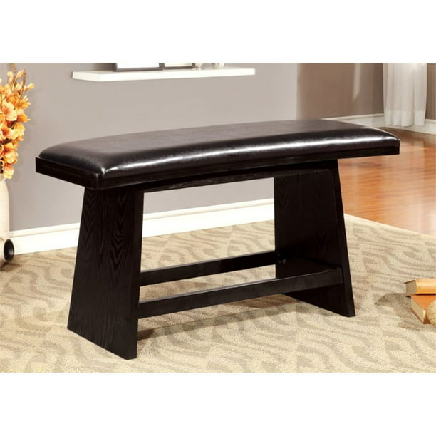 Furniture Of America Omura Faux Leather, Black Leather Dining Room Bench