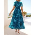 thumbnail image 3 of Merokeety Womens Summer Dresses Floral Mesh Tea Length Maxi Dress Teal s, 3 of 4