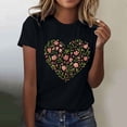 thumbnail image 2 of Primavera Top Mujeres de Moda de Cuello Redondo con Patrones de Corazón de Manga Corta Camiseta Top para Uso Diario Y de Fiesta, 2 of 5