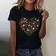 thumbnail image 2 of Primavera Top Mujeres de Moda de Cuello Redondo con Patrones de Corazón de Manga Corta Camiseta Top para Uso Diario Y de Fiesta, 2 of 5