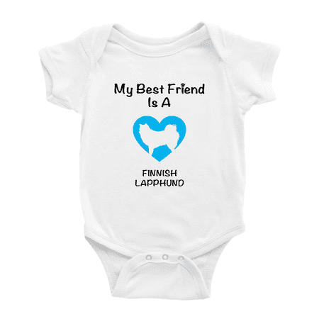 

My Best Friend is A Finnish Lapphund Dog Funny Baby Romper Infant Clothes