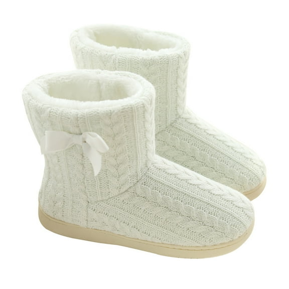 Stri 1Pair Winter Women Home Boots Thicken Non-skid Warm Boots Knitted Shoes