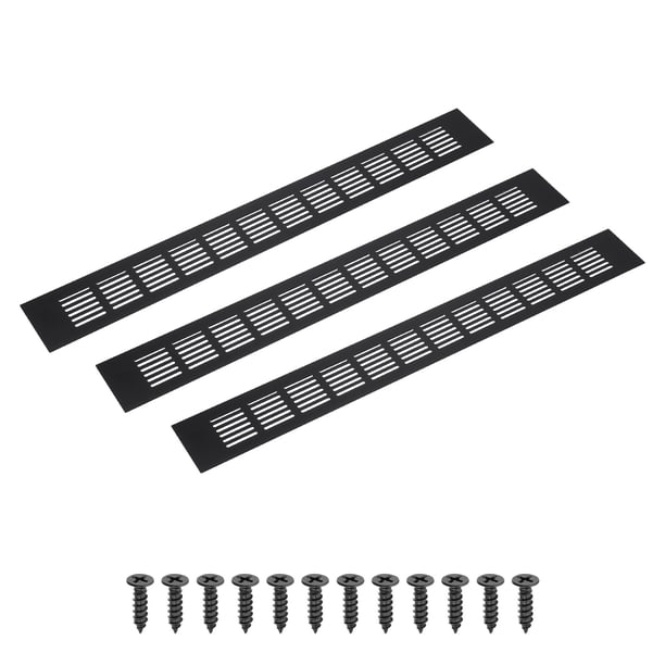 Cubierta de ventilación rectangular Uxcell 20 x 2.4" 3Pcs de aluminio color negro