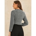 thumbnail image 3 of DARING DIVA Tweed Jacket Round Neck Button Front Closure Long Sleeve XS Black-White, 3 of 6