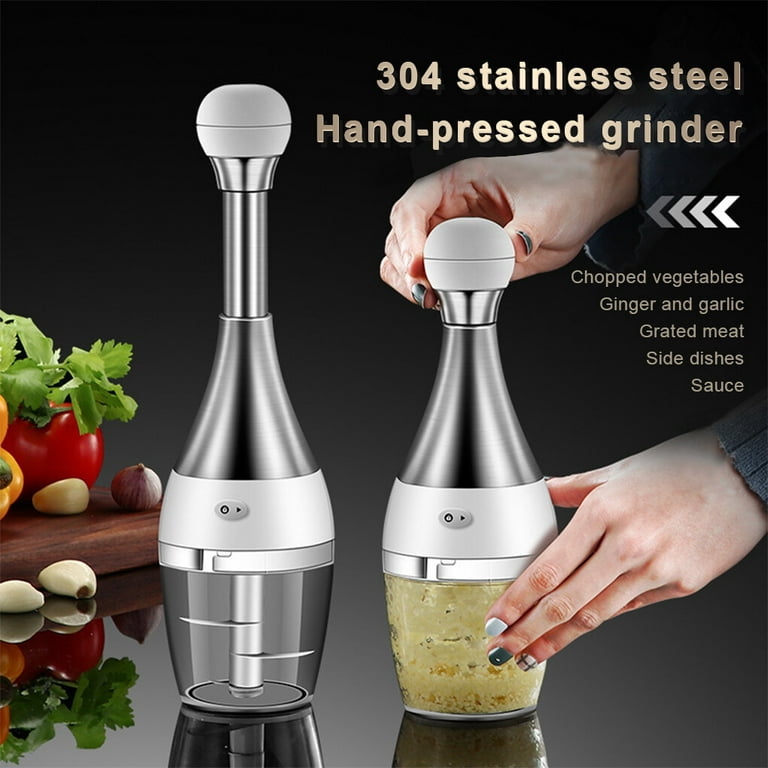 Food Chopper, Stainless-Steel Manual Hand Garlic, Onion, Nuts