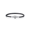 thumbnail image 3 of 1Pc Elegant 16-22CM Real 925 Sterling Silver Two-Sided Love Heart Bead Multiple Color Single Loop Leather Rope Bracelet For Women Anniversary Gift Fine Ladies Jewellery, 3 of 4