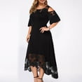 thumbnail image 2 of CHUANK Summer Plus Size Maxi Dresses For Wedding Guest Lace Stitching Dress Cold Shoulder Long Dresses Short Sleeve, 2 of 7