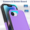thumbnail image 5 of KOMI iPhone 16E Case: Dual Layer Protective Heavy Duty Cell Phone Cover Shockproof Rugged with HD Screen Protector - Military Protection Bumper Tough - Apple iPhone 16E / SE 2025 / SE4, Purple, 5 of 5