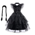 thumbnail image 3 of Disfraz de Cosplay de miércoles para niña, película Addams, carnaval, Halloween, eventos negros, vestido para niñas, vestidos de fiesta, vestido de 4 a 12 años, 3 of 5