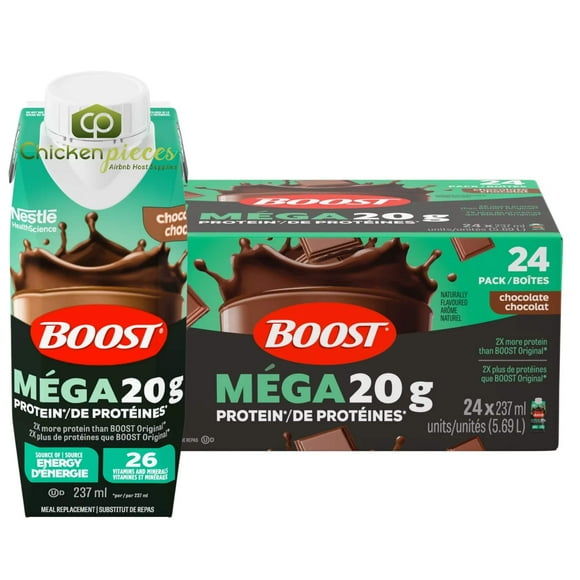 BOOST MEGA 20g Chocolate High Protein Complete Meal Replacement 237 mL (24/CASE)