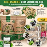 Organo Republic - 15 Medicinal & Tea Herb Seeds Varieties - 6,420+ Non GMO Heirloom Garden Seeds