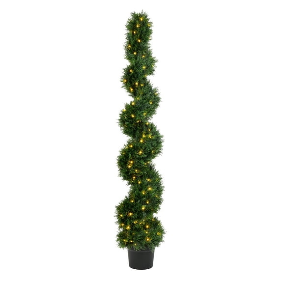 Vickerman 6' Artificial Potted Green Cedar Spiral Tree.