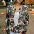 thumbnail image 6 of WTOBBY Women's Fashion Printed Long Sleeve Knitted Cardigan Button Down Jacket, Christmas Pattern Warm and Soft Outerwear for Casual and Party Wear,Dark Green L, 6 of 7