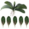 thumbnail image 1 of Paquete de 6 hojas de orquídeas Phalaenopsis, raíces artificiales de aspecto real, plantas táctiles, arreglo de hojas de imitación verde Fason CZJJ-HQ60, 1 of 6