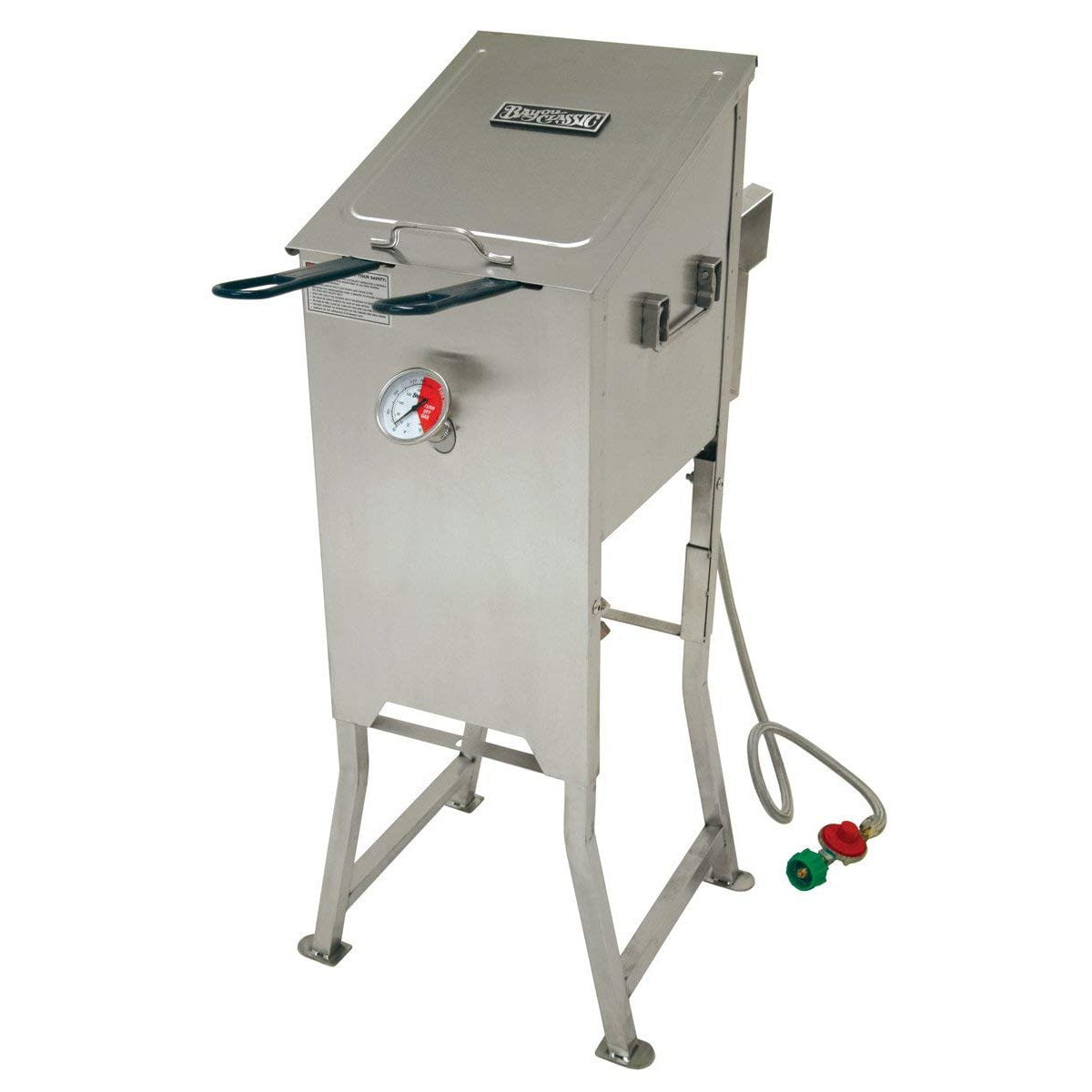 Bayou Classic Freestanding 4 Gallon Stainless Steel Bayou Deep Fryer, Silver