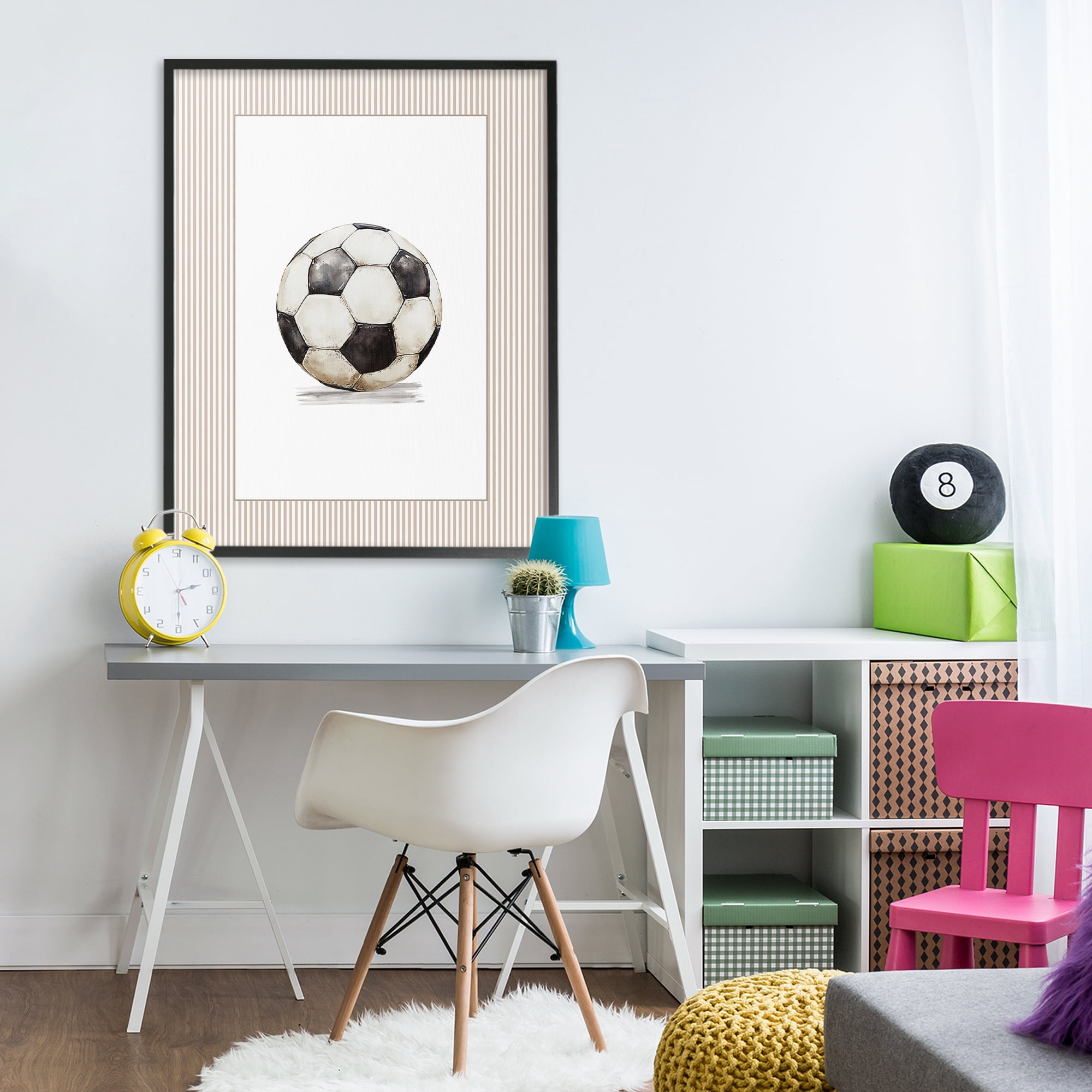 Stupell Industries Vintage Sports Soccer Ball Black Framed Giclee Art, design by Christine Simpson Art