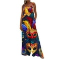 thumbnail image 2 of Xixinqiwan Women Mardi Gras Overalls,Womens Mardi Gras Party Jumpsuits Carnival Themed Sequin Printed Bib Overalls Sleevelss Shoulder Strap Wide Leg Rompers with Pockets, 2 of 6