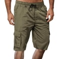 thumbnail image 2 of Men's Cargo Shorts with Multi Pockets and Drawstring Waist Featuring Lightweight Quick Dry Fabric for Summer Hiking Camping Fishing Travel or Casual Daily Wear Army Green L, 2 of 5