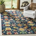 thumbnail image 3 of SAFAVIEH Aspen Magdalena Floral Bordered Wool Area Rug, Navy/Red, 9' x 9' Square, 3 of 5