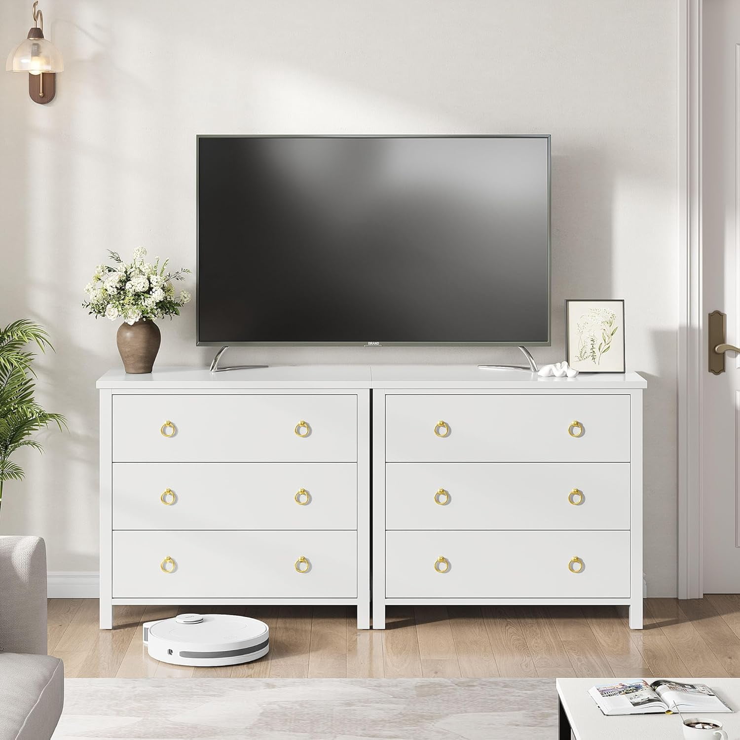 Dresser for Bedroom, Chest of Dressers 29" Tall Dresser for Closet with 3 Drawers Chest with Clothes Storage Cabinet, Drawer Organizer for Bedroom, Living Room, Hallway, White