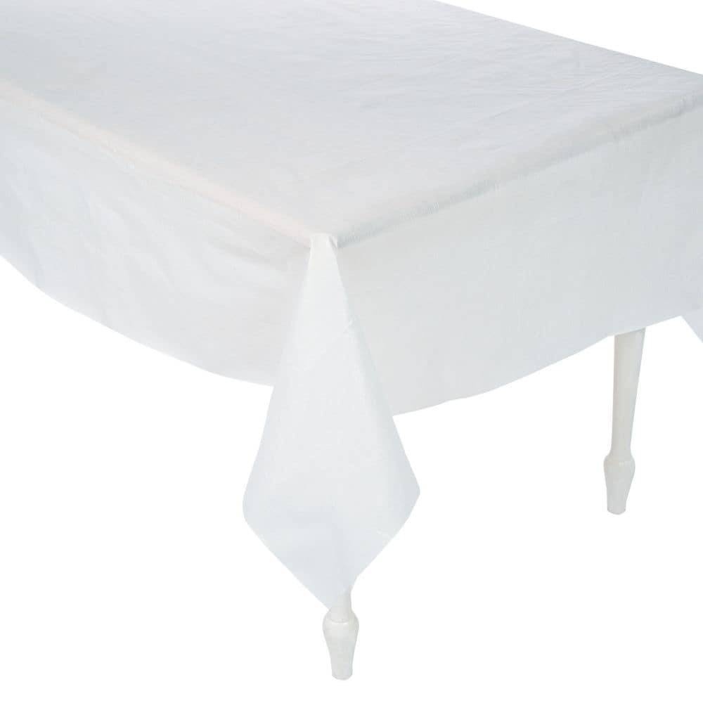 White Flannel Back Vinyl Tablecover Party Supplies 1 Piece